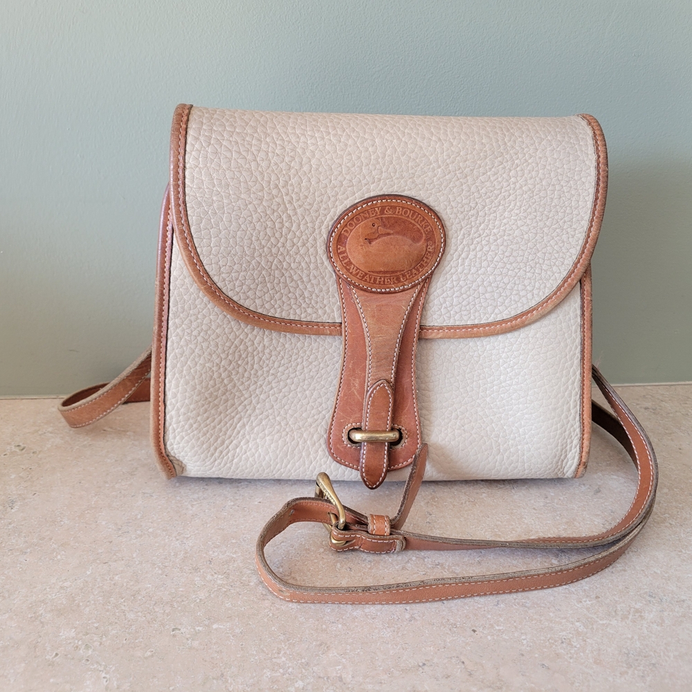 Classic Dooney & Bourke Cream and Tan Leather Shoulder Bag
